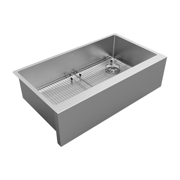Elkay Crosstown 16 Gauge Stainless Steel 35-7/8" x 20-1/4" x 9" Single Bowl Tall Farmhouse Sink Kit EFRUFF3417RDBG - main